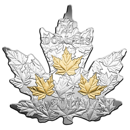 2017 1oz $20 GILDED SILVER MAPLE LEAF FINE SILVER COIN