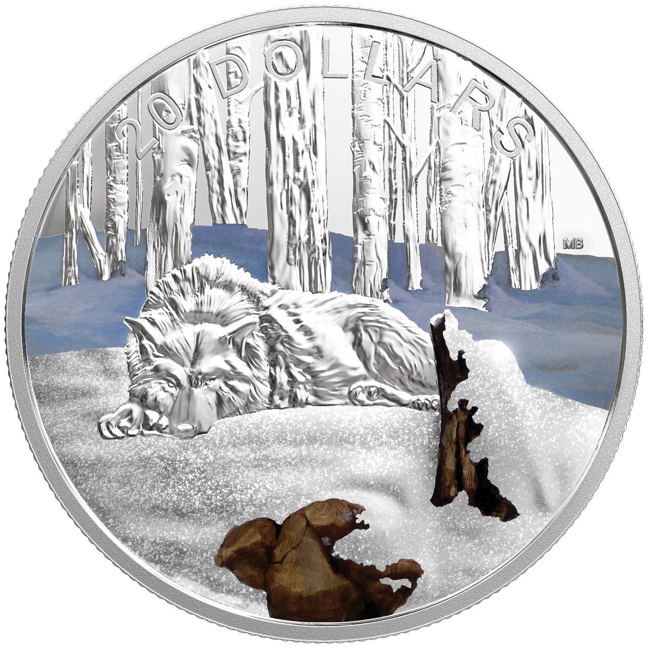 2017 1oz $20 GLISTENING NORTH: THE ARCTIC WOLF FINE SILVER COIN