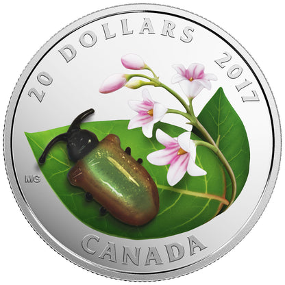 2017 1oz $20 LITTLE CREATURES: DOGBANE BEETLE FINE SILVER COIN