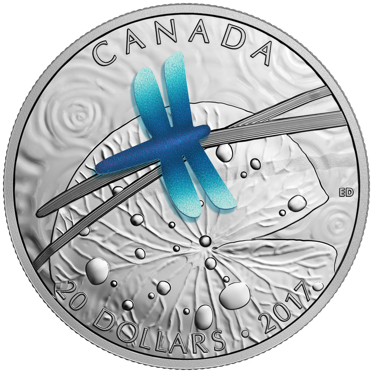2017 1oz $20 NATURE'S ADORNMENTS - NIOBIUM DRAGONFLY FINE SILVER COIN