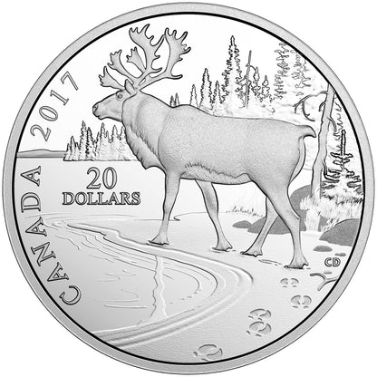 2017 1oz $20 NATURE'S IMPRESSIONS: WOODLAND CARIBOU FINE SILVER COIN