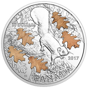 2017 1oz $20 THE NUTTY SQUIRREL AND THE MIGHTY OAK FINE SILVER COIN (TONED)