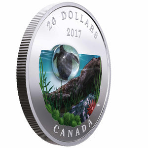 2017 1oz $20 UNDER THE SEA: SEA TURTLE FINE SILVER COIN
