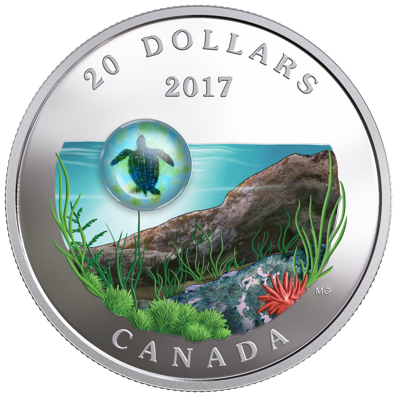 2017 1oz $20 UNDER THE SEA: SEA TURTLE FINE SILVER COIN