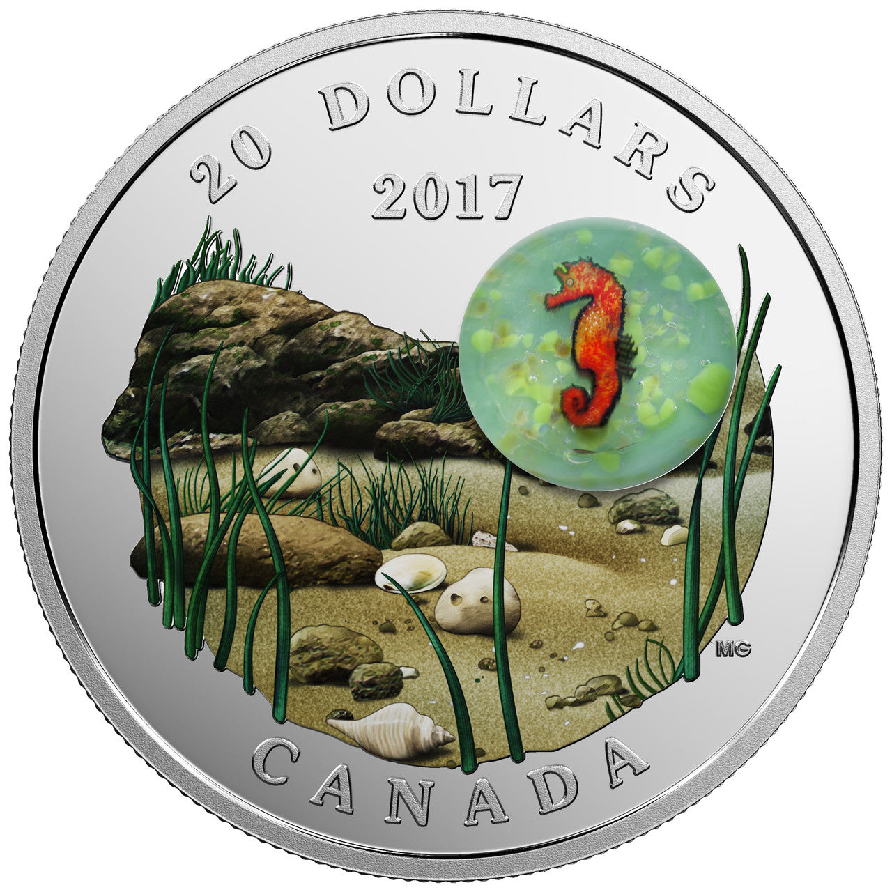 SALE - 2017 $20 UNDER THE SEA: SEAHORSE FINE SILVER COIN