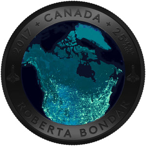 2017 $25 A VIEW OF CANADA FROM SPACE FINE SILVER COIN
