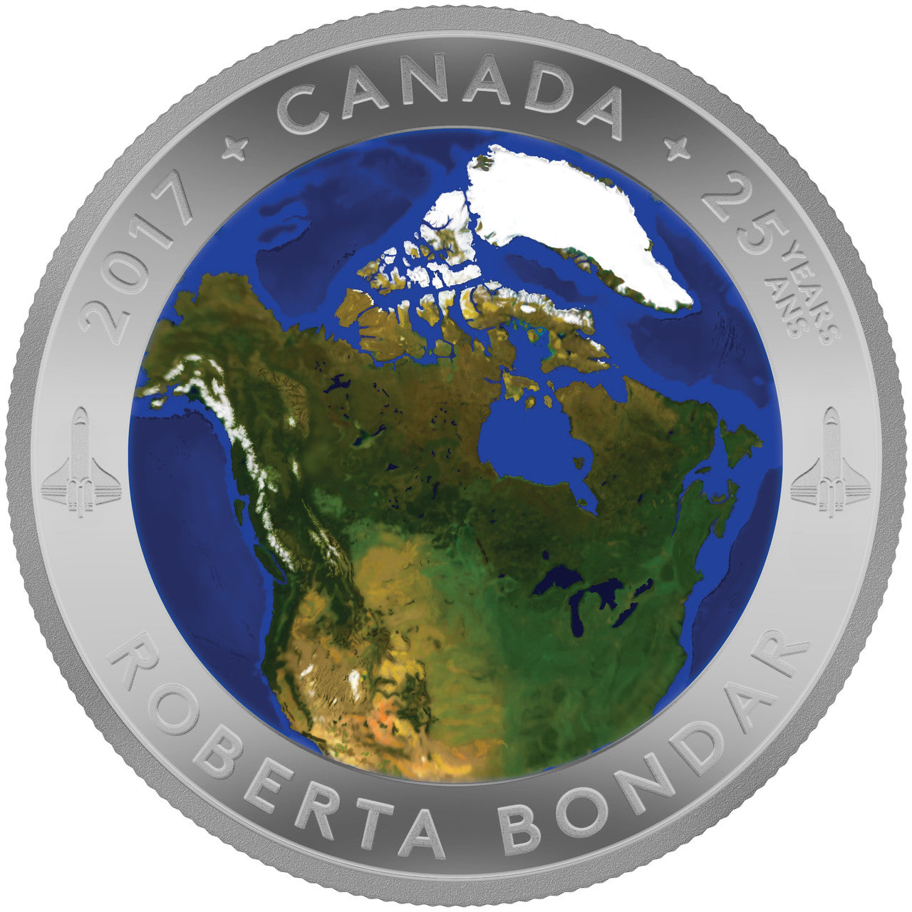 2017 $25 A VIEW OF CANADA FROM SPACE FINE SILVER COIN