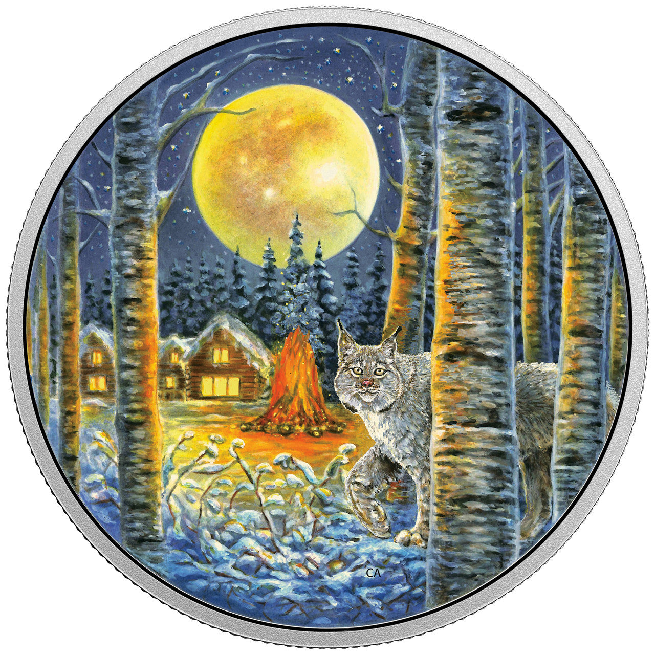 2017 2oz $30 ANIMALS IN THE MOONLIGHT: LYNX FINE SILVER COIN