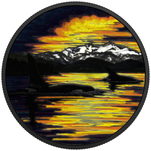 2017 2oz $30 ANIMALS IN THE MOONLIGHT: ORCAS FINE SILVER COIN