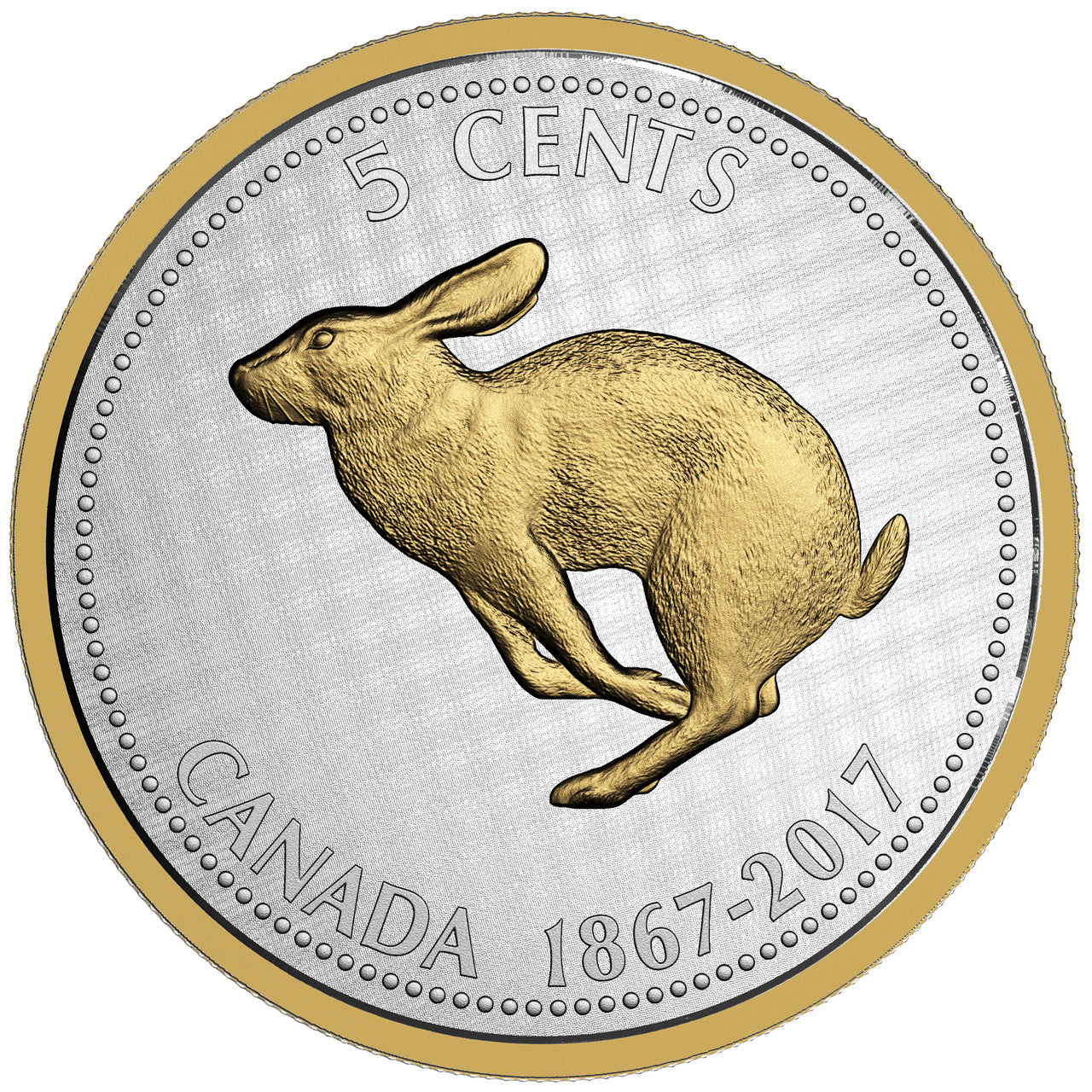 2017 5-CENT 5oz BIG COIN SERIES ALEX COLVILLE DESIGNS - RABBIT NICKEL FINE SILVER COIN