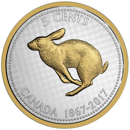 2017 5-CENT 5oz BIG COIN SERIES ALEX COLVILLE DESIGNS - RABBIT NICKEL FINE SILVER COIN