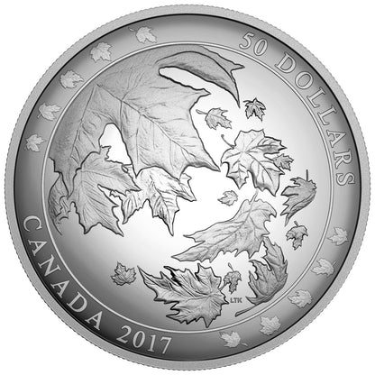 SALE - 2017 $50 5oz MAPLE LEAVES IN MOTION FINE SILVER COIN (CONVEX)