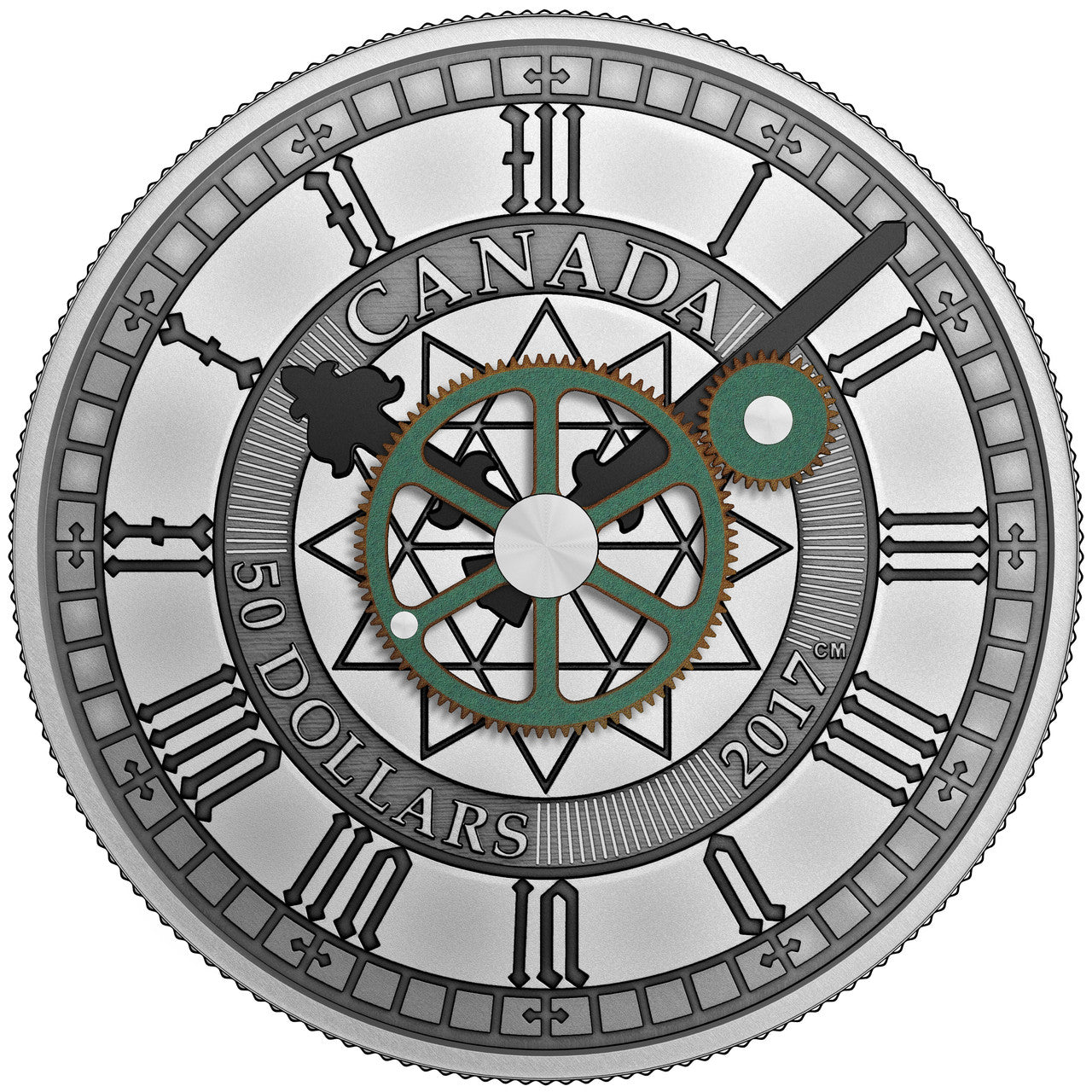 2017 5oz $50 PEACE TOWER CLOCK 90TH ANNIVERSARY FINE SILVER COIN