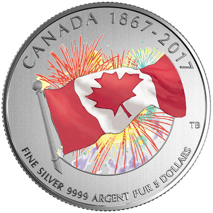 2017 1/4oz $5 PROUDLY CANADIAN FINE SILVER COIN (COLOURED & GLOW-IN-THE-DARK)