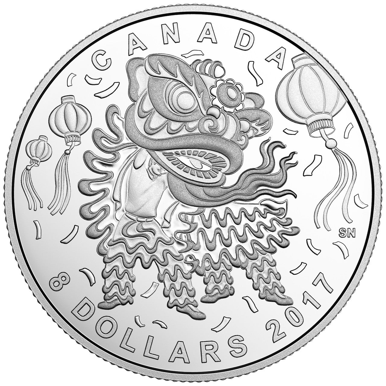 2017 1/4oz $8 LION DANCE FINE SILVER COIN
