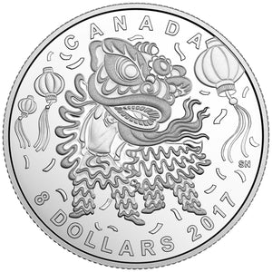 2017 1/4oz $8 LION DANCE FINE SILVER COIN