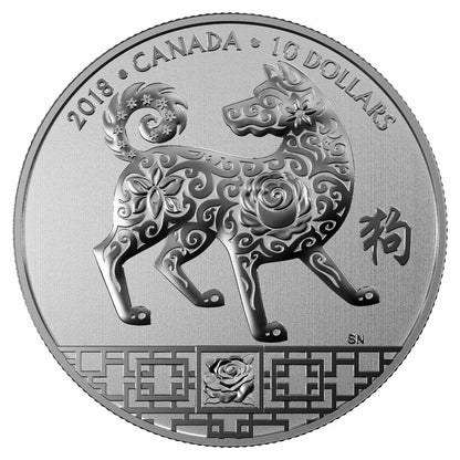 2018 1/2oz $10 YEAR OF THE DOG FINE SILVER COIN