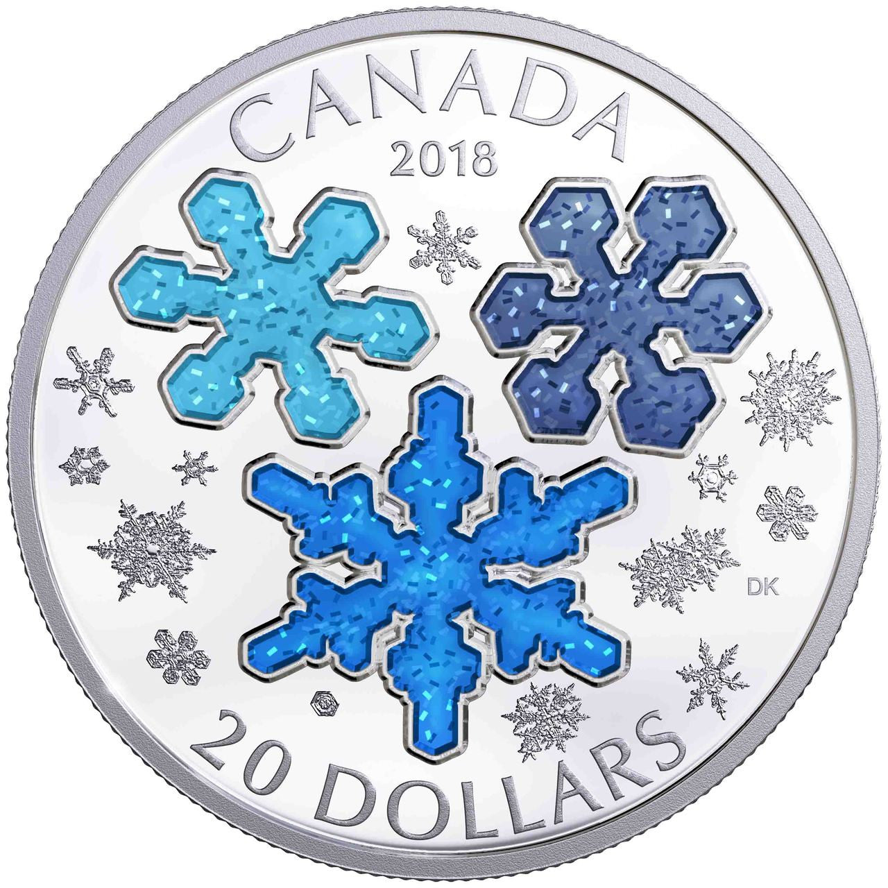 2018 1oz $20 ICE CRYSTALS FINE SILVER COIN