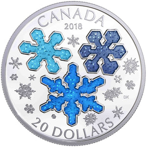 2018 1oz $20 ICE CRYSTALS FINE SILVER COIN