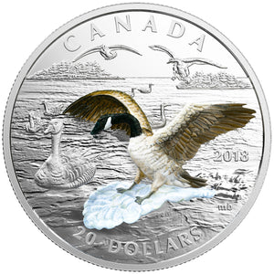2018 1oz $20 THREE-DIMENSIONAL APPROACHING CANADA GOOSE FINE SILVER COIN