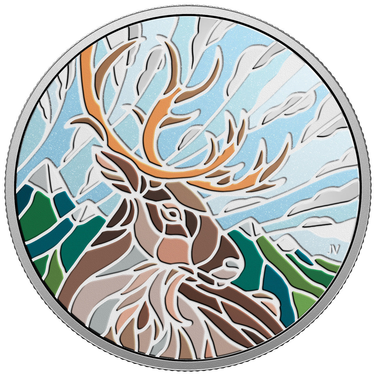 2018 1oz $20 CANADIAN MOSAICS - CARIBOU FINE SILVER COIN