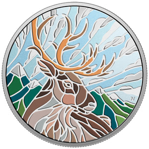 2018 1oz $20 CANADIAN MOSAICS - CARIBOU FINE SILVER COIN