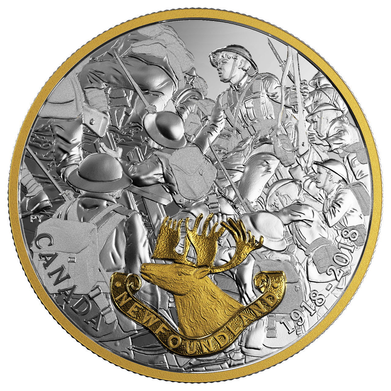 2018 1oz $20 FIRST WORLD WAR ALLIED FORCES: NEWFOUNDLAND FINE SILVER COIN