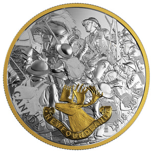 2018 1oz $20 FIRST WORLD WAR ALLIED FORCES: NEWFOUNDLAND FINE SILVER COIN