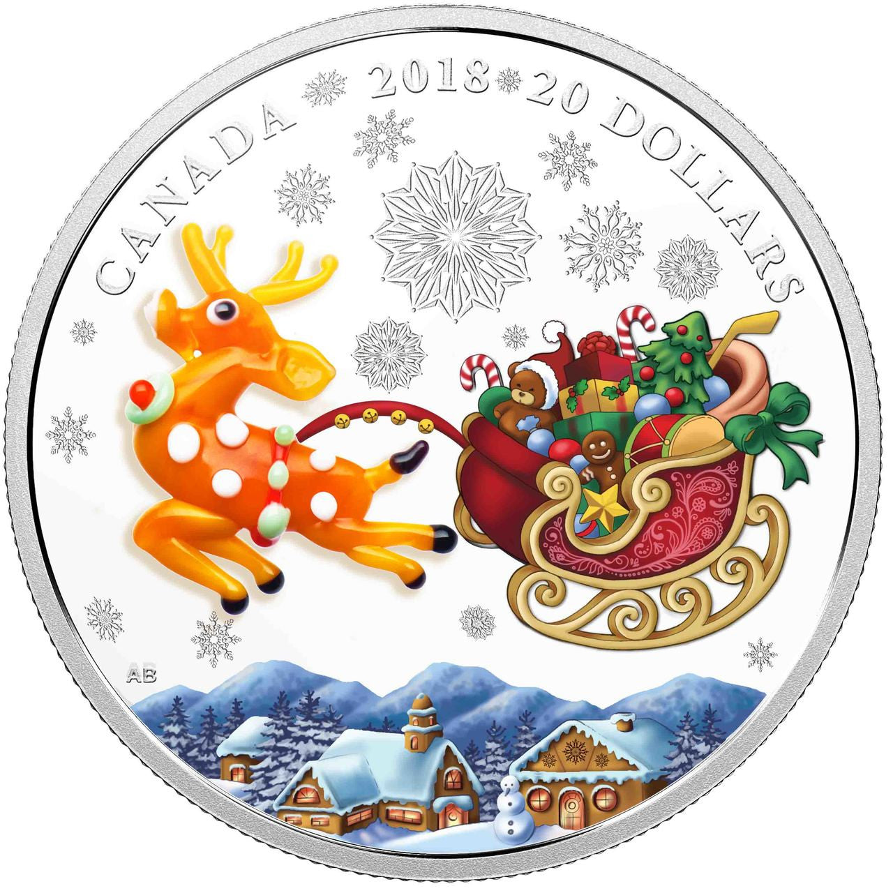 2018 1oz $20 HOLIDAY REINDEER FINE SILVER COIN