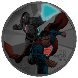 2018 1oz $20 THE JUSTICE LEAGUE : CYBORG AND SUPERMAN FINE SILVER COIN