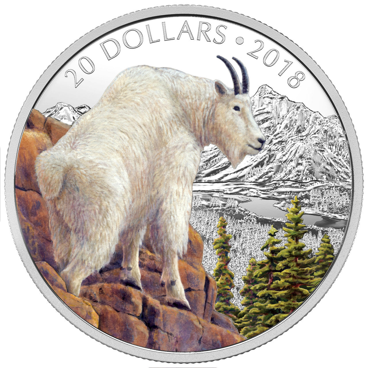 2018 1oz $20 MAJESTIC WILDLIFE: METTLESOME MOUNTAIN GOAT FINE SILVER COIN