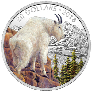 2018 1oz $20 MAJESTIC WILDLIFE: METTLESOME MOUNTAIN GOAT FINE SILVER COIN
