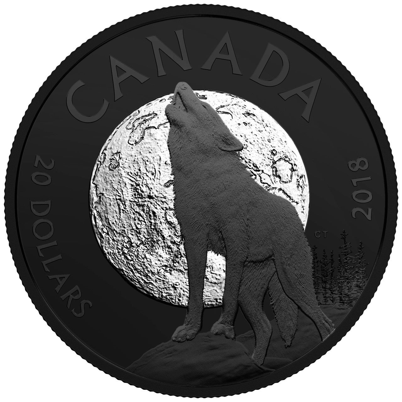 2018 1oz $20 NOCTURNAL BY NATURE: THE HOWLING WOLF FINE SILVER COIN