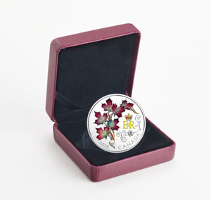 2018 1oz $20 QUEEN ELIZABETH II's MAPLE LEAVES BROOCH FINE SILVER COIN