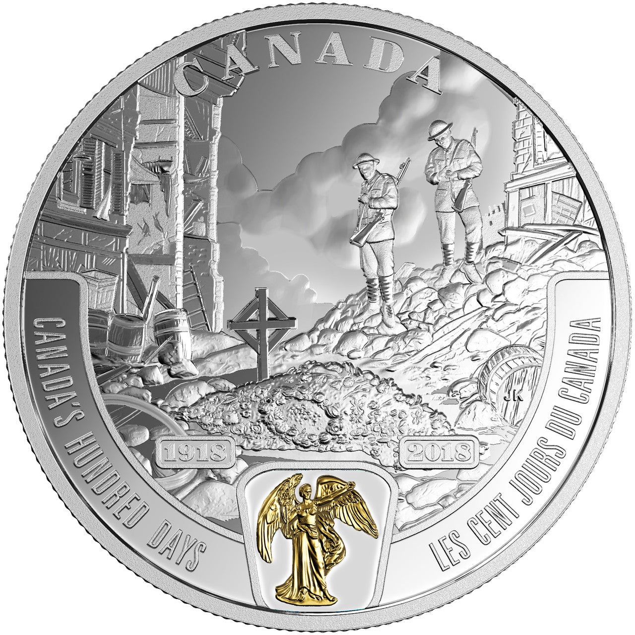 2018 1oz $20 FIRST WORLD WAR BATTLEFRONT SERIES - CANADA'S HUNDRED DAYS FINE SILVER COIN