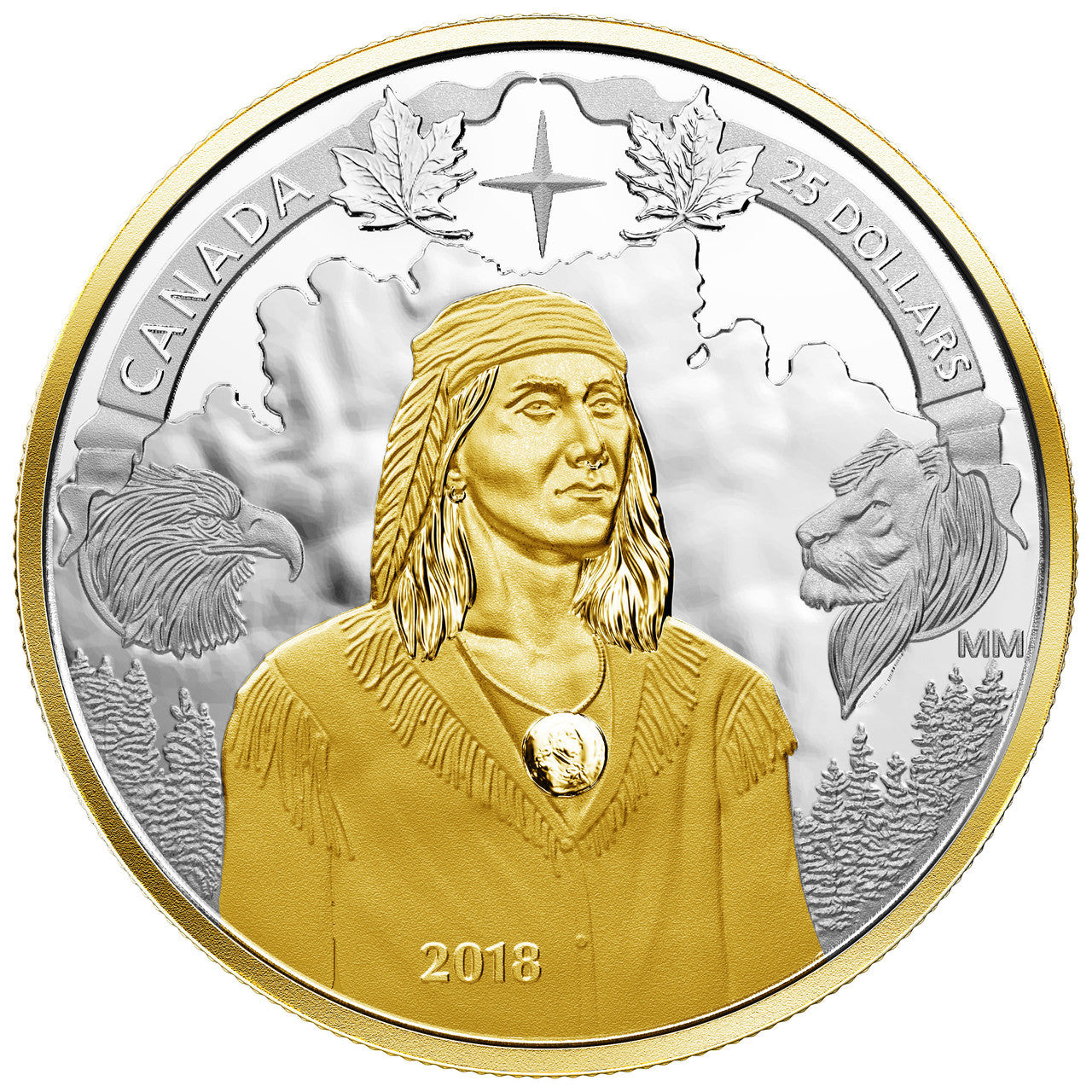 2018 1oz $25 PIEDFORT 250TH ANNIVERSARY OF TECUMSEH'S BIRTH FINE SILVER