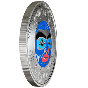 2018 $25 ULTRA-HIGH RELIEF COLOURED ANCESTOR MOON MASK FINE SILVER COIN