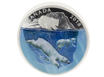 2018 2oz $30 DIMENSIONAL NATURE: POLAR BEARS FINE SILVER COIN
