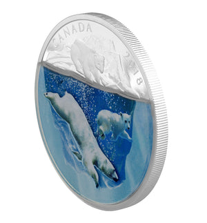 2018 2oz $30 DIMENSIONAL NATURE: POLAR BEARS FINE SILVER COIN