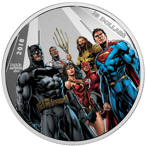 2018 2oz $30 THE JUSTICE LEAGUE™: THE WORLD'S GREATEST SUPER HEROES FINE SILVER COIN