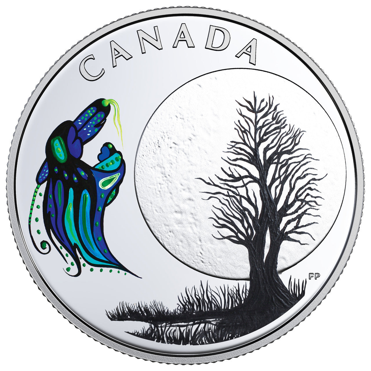 2018 1/4oz $3 THE THIRTEEN TEACHINGS FROM GRANDMOTHER MOON: BIG SPIRIT MOON FINE SILVER COIN