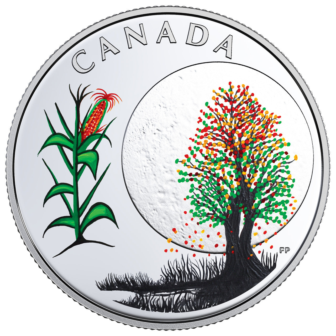 2018 1/4oz $3 THE THIRTEEN TEACHINGS FROM GRANDMOTHER MOON: CORN MOON FINE SILVER COIN