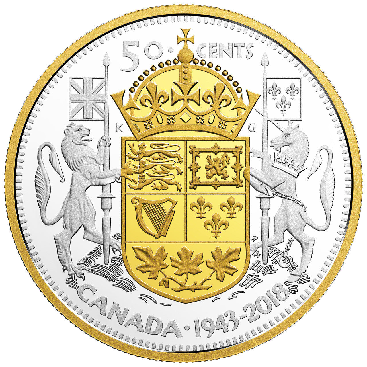 2018 2oz 50-CENT 75TH ANNIVERSARY OF THE 1943 HALF-DOLLAR FINE SILVER COIN