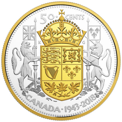 2018 2oz 50-CENT 75TH ANNIVERSARY OF THE 1943 HALF-DOLLAR FINE SILVER COIN