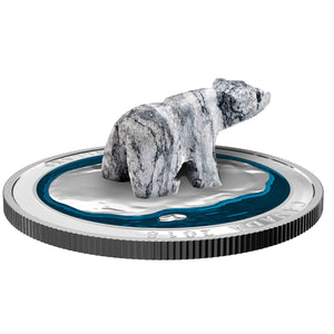 2018 5oz $50 POLAR BEAR SOAPSTONE SCULPTURE FINE SILVER COIN