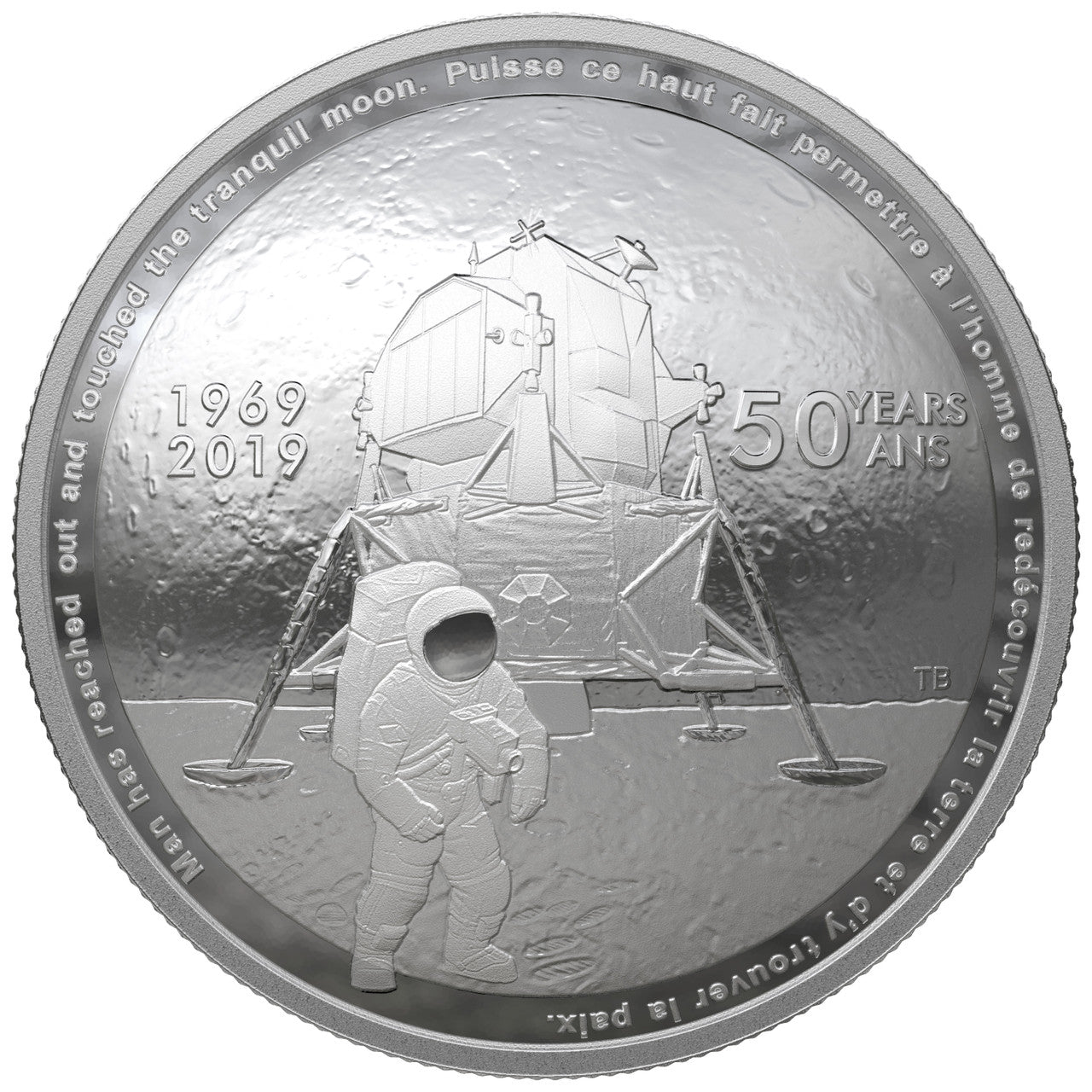 2019 $25 50TH ANNIVERSARY OF THE APOLLO 11 MOON LANDING FINE SILVER COIN