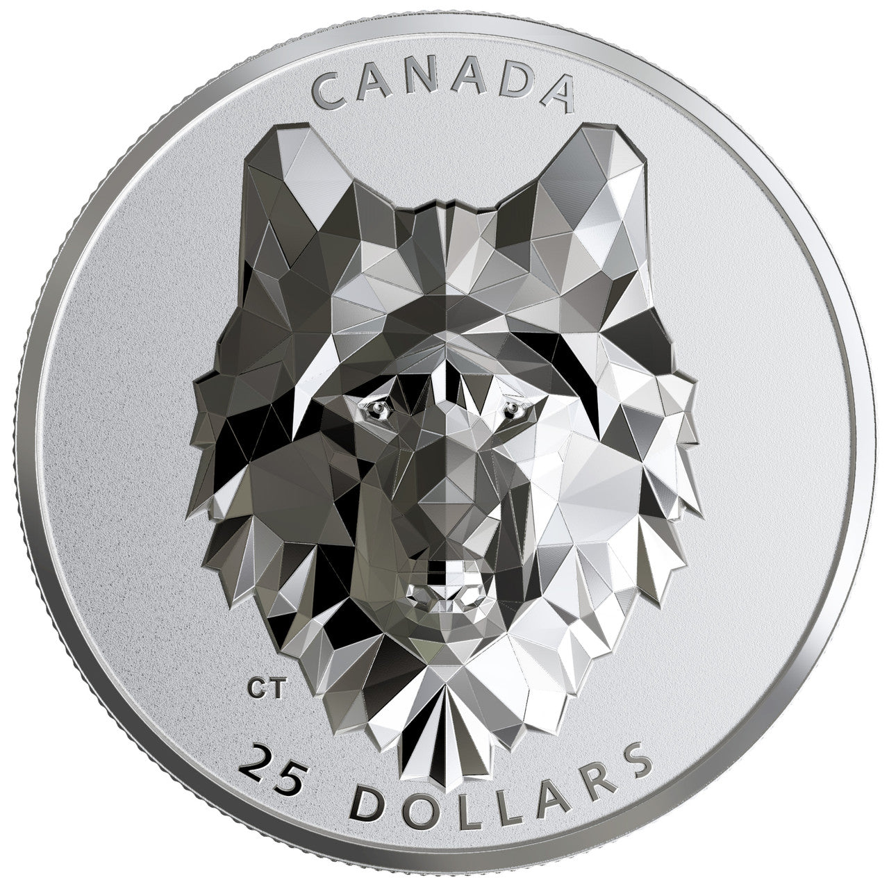 2019 1oz $25 MULTIFACETED ANIMAL HEAD: WOLF  FINE SILVER COIN