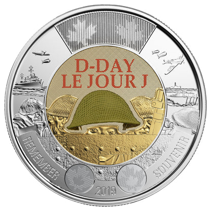 2019 $2 COMMEMORATIVE D-DAY COIN (COLOURED)