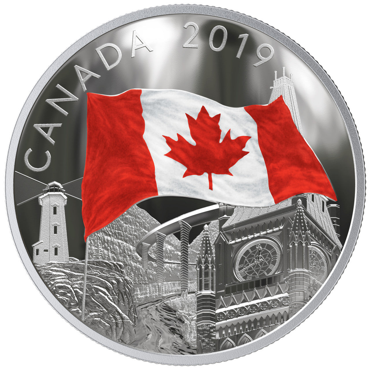 2019 2oz $30 THE FABRIC OF CANADA (FLAG COIN) FINE SILVER COIN