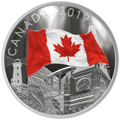 2019 2oz $30 THE FABRIC OF CANADA (FLAG COIN) FINE SILVER COIN